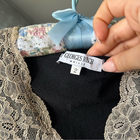 Vintage Georges Rech Black and White Lace Tank Top - Picture 4 of 4